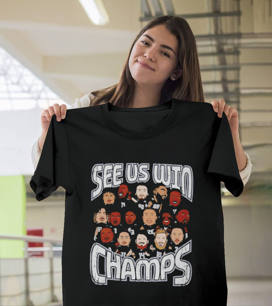 See Us Win Champs Seattle Seahawks Players Cartoon Caricature T-Shirt