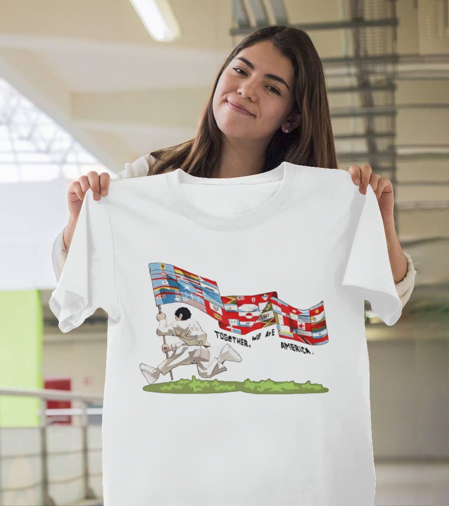 Bad Bunny Together We Are America The Only Thing More Powerful Than Hate Is Love Flags T-Shirt