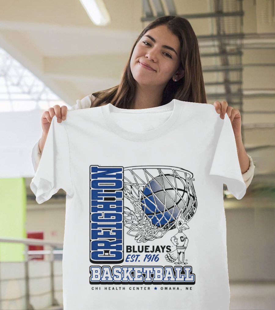 Creighton Bluejays Basketball Est 1916 CHI Health Center Omaha Nebraska T-Shirt