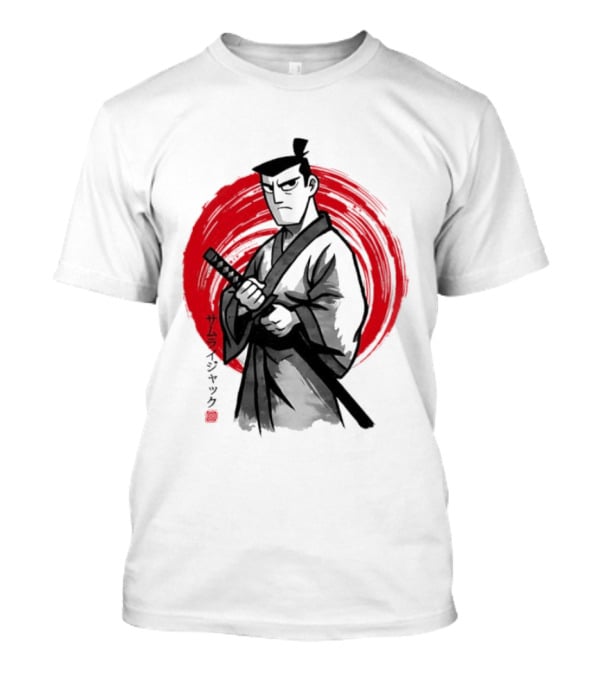 Samurai Jack Sumi E Art Red Circle Japanese Kanji T-Shirt