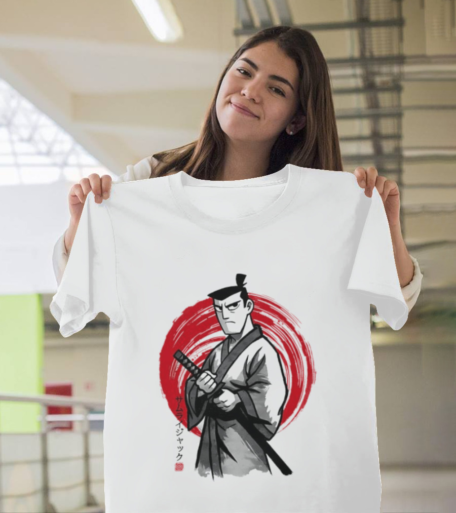 Samurai Jack Sumi E Art Red Circle Japanese Kanji T-Shirt