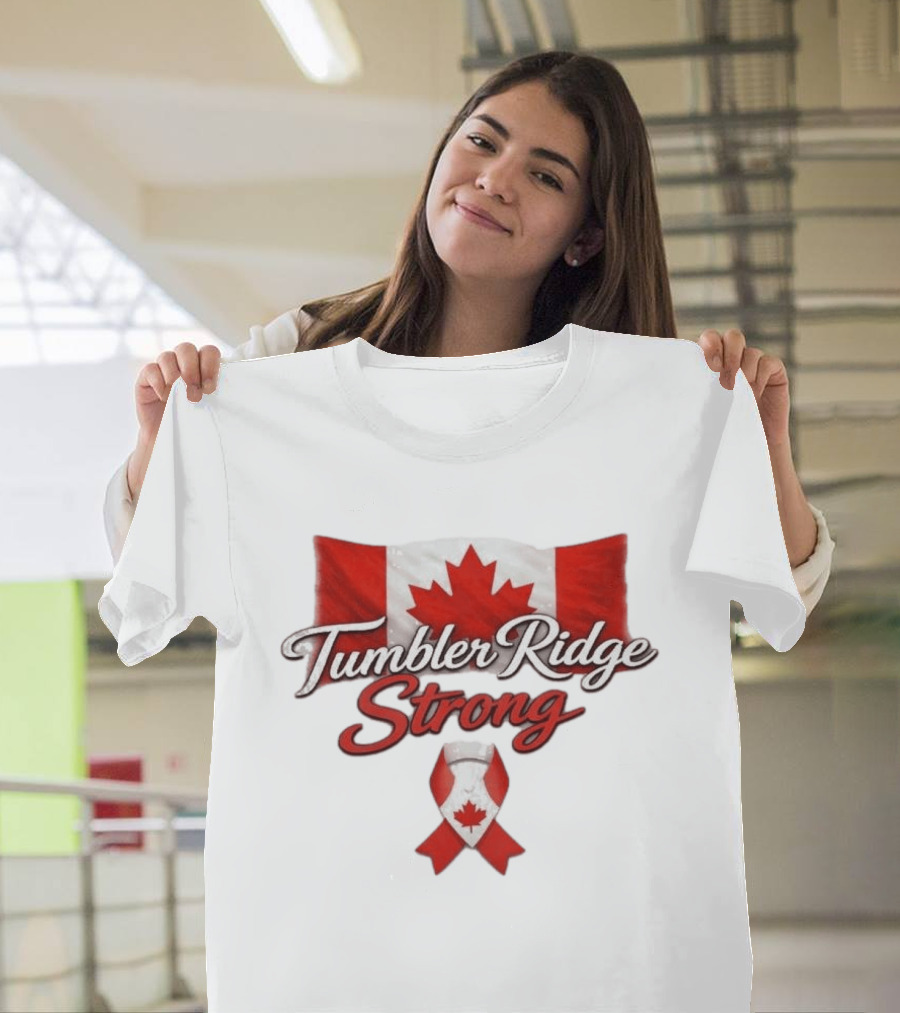 Tumbler Ridge Strong Canada Maple Leaf Ribbon T-Shirt