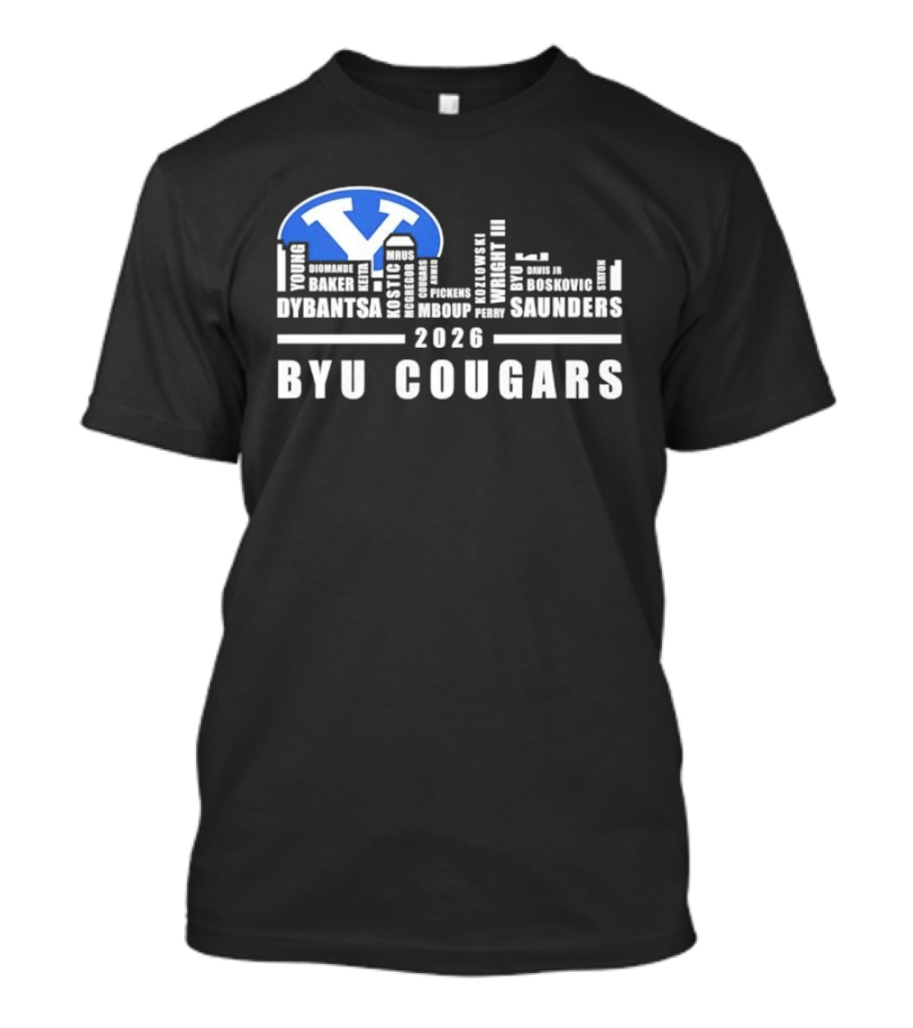 BYU Cougars 2026 Roster Skyline Collins Robinson Hall Saunders T-Shirt