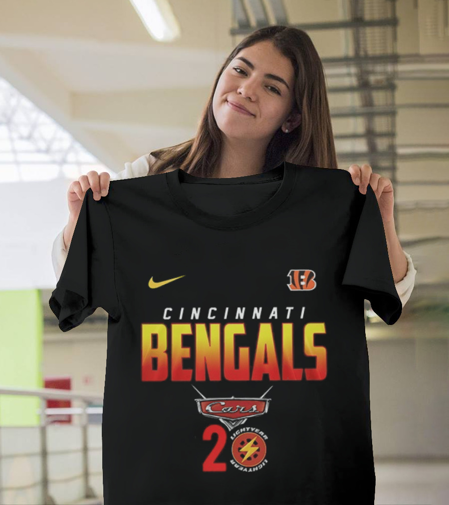 Cincinnati Bengals Cars 20th Anniversary Nike Collaboration NFL Pixar T-Shirt