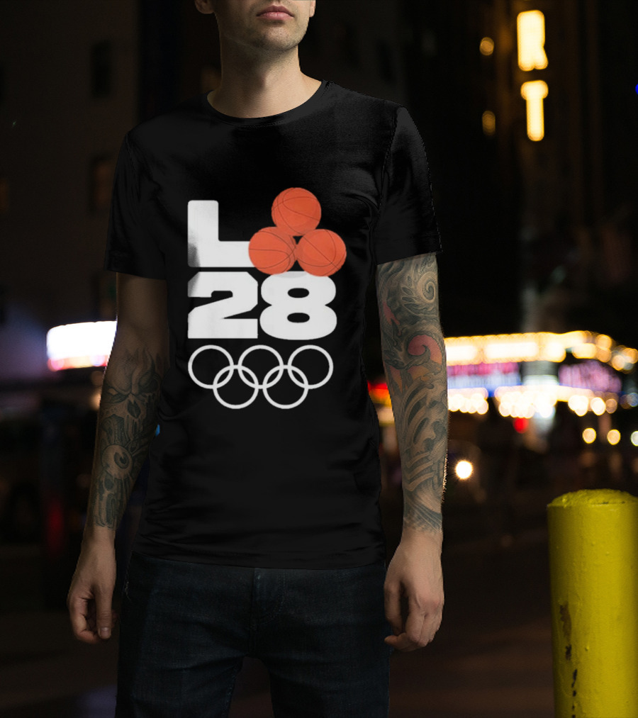 LA28 Basketball Olympic Rings NBA All Star Mitchell Ness Los Angeles T-Shirt