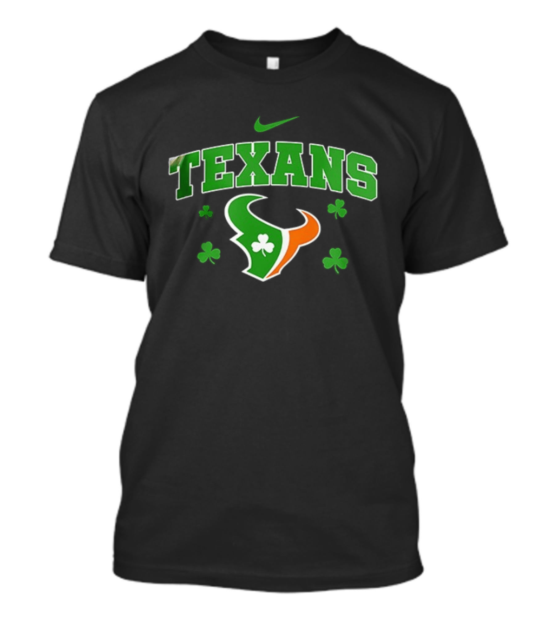 Houston Texans Irish Clover St. Patrick's Green Nike Fan Gear T-Shirt