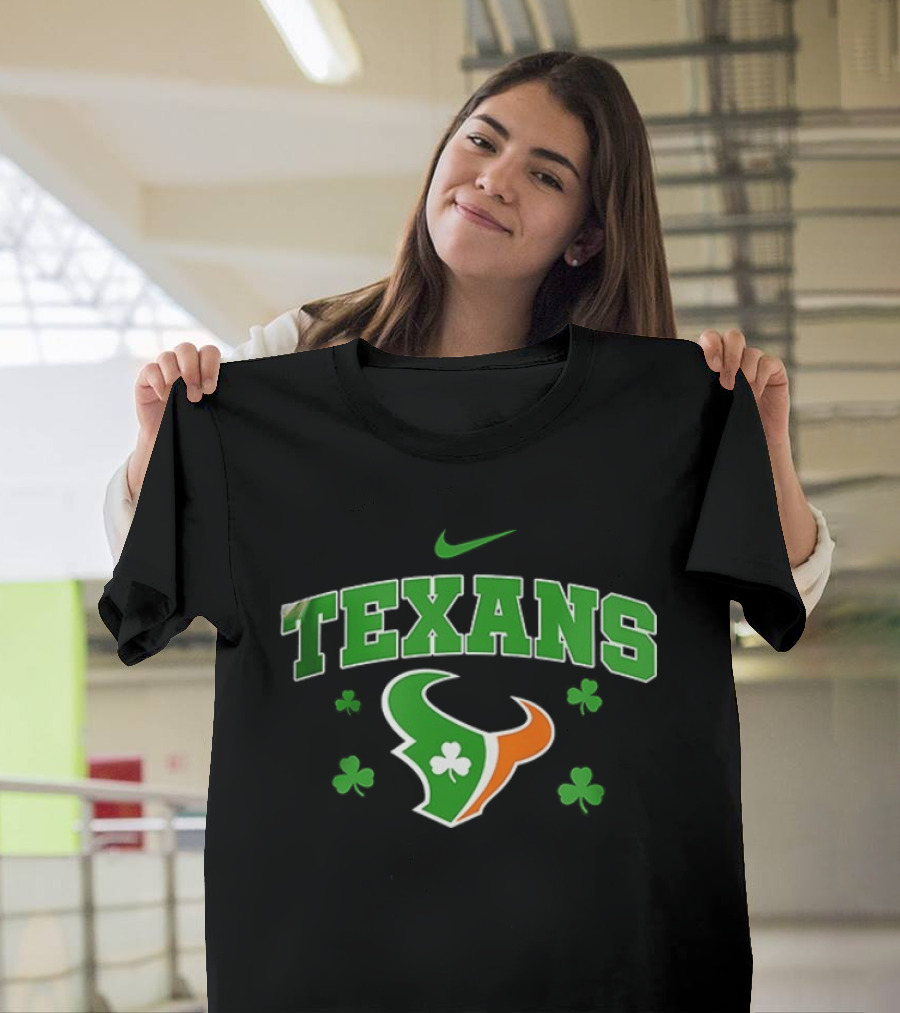 Houston Texans Irish Clover St. Patrick's Green Nike Fan Gear T-Shirt