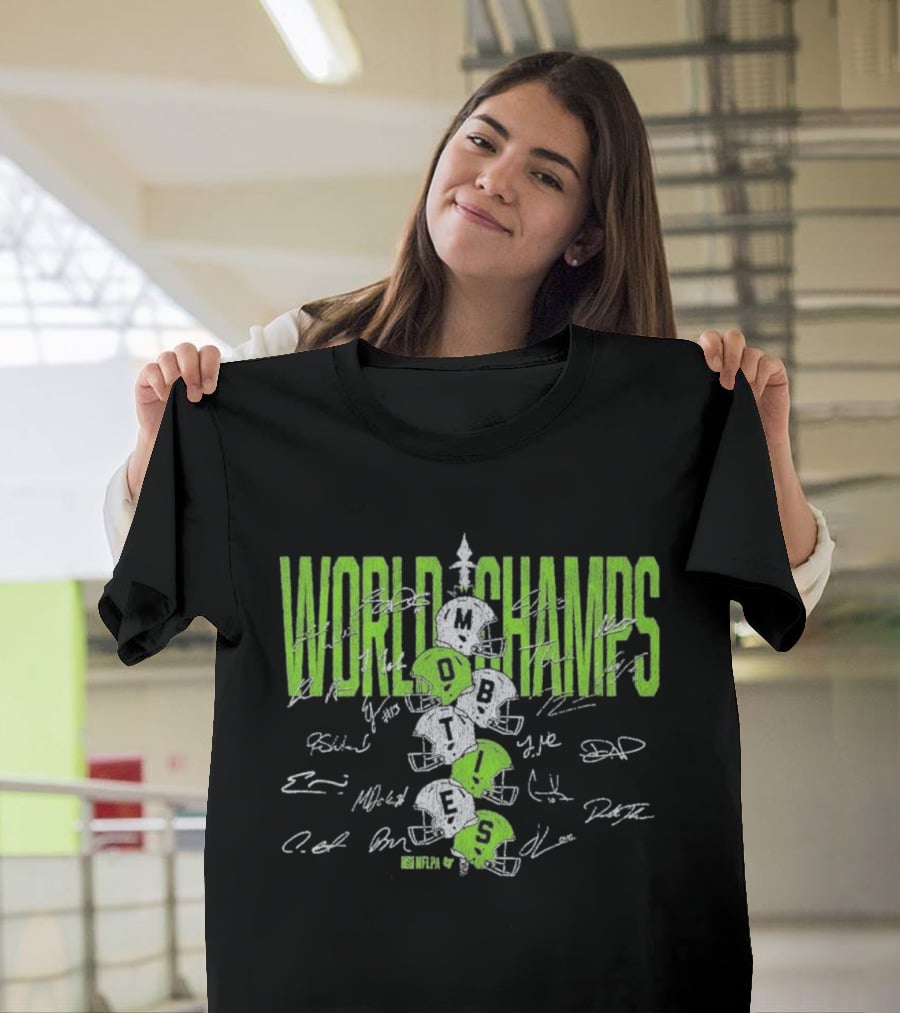 World Champs Seattle Football Helmet Stack Signatures T-Shirt