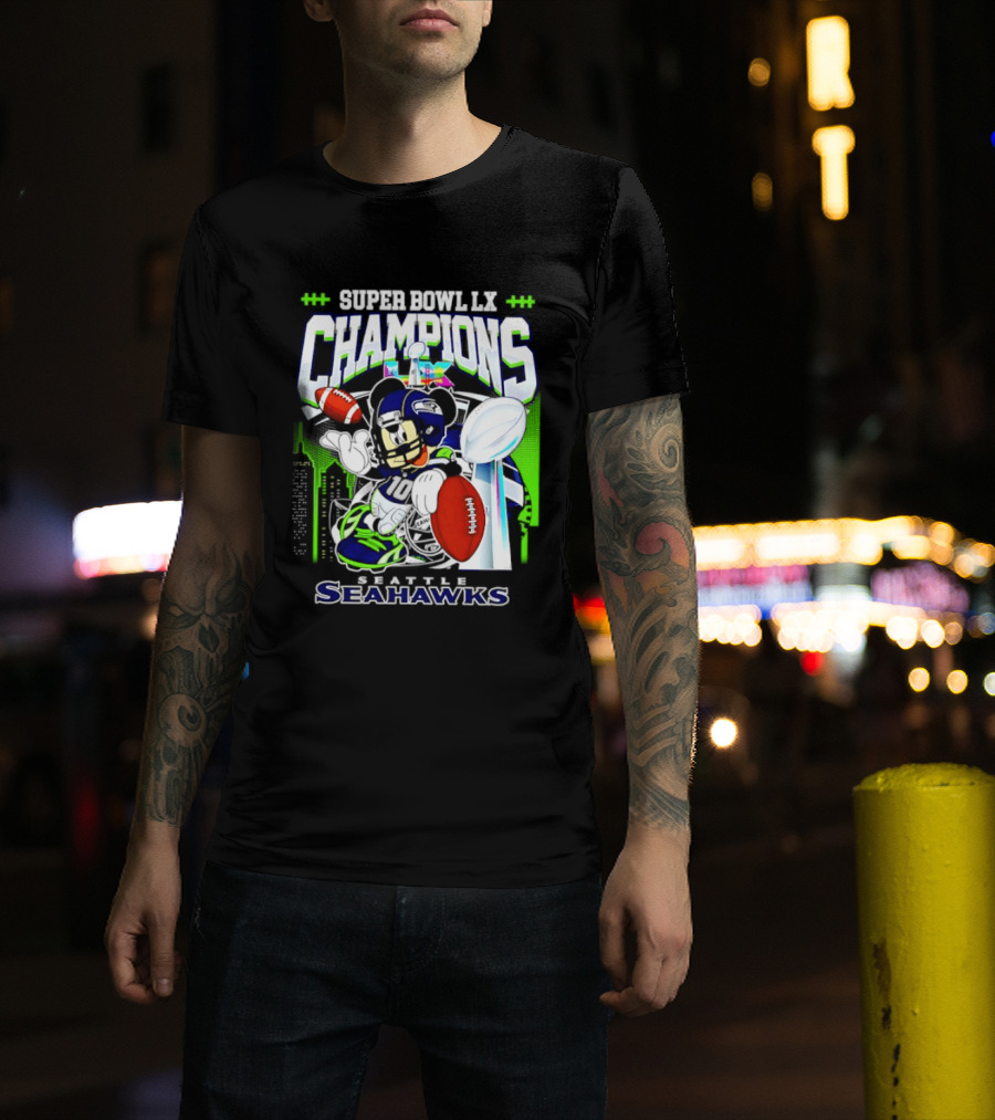 Super Bowl XLVIII Champions Mickey Mouse Seattle Seahawks T-Shirt