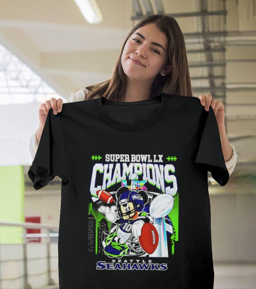 Super Bowl XLVIII Champions Mickey Mouse Seattle Seahawks T-Shirt