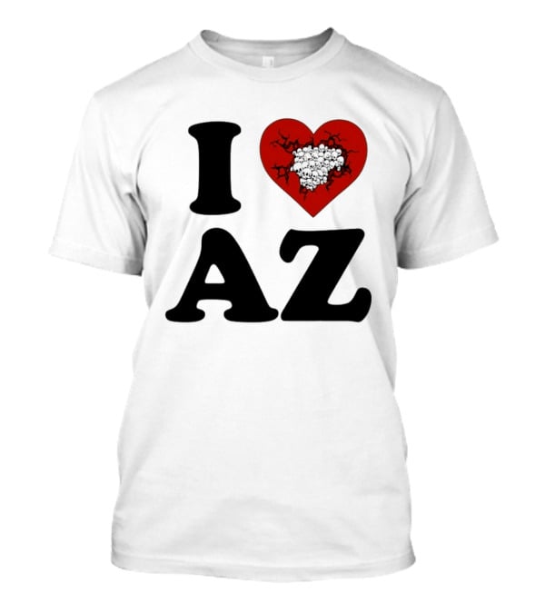 I Heart AZ Skull Filled Red Heart T-Shirt