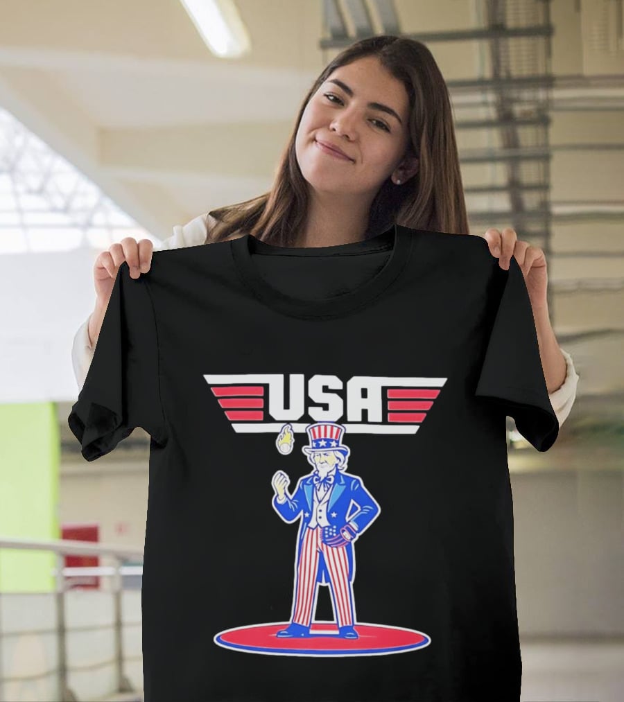 Uncle Sam USA Baseball Ace Patriotic Sports T-Shirt