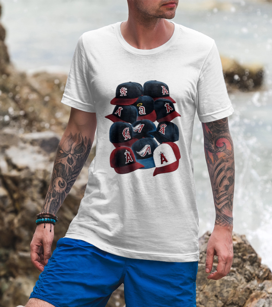 Stacked A Cap Collection With Angelic Halo And Stylized Wings T-Shirt