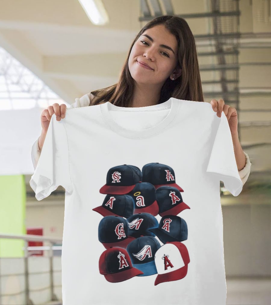Stacked A Cap Collection With Angelic Halo And Stylized Wings T-Shirt