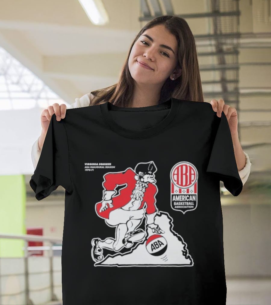 Virginia Squires ABA Basketball Map 1970s T-Shirt