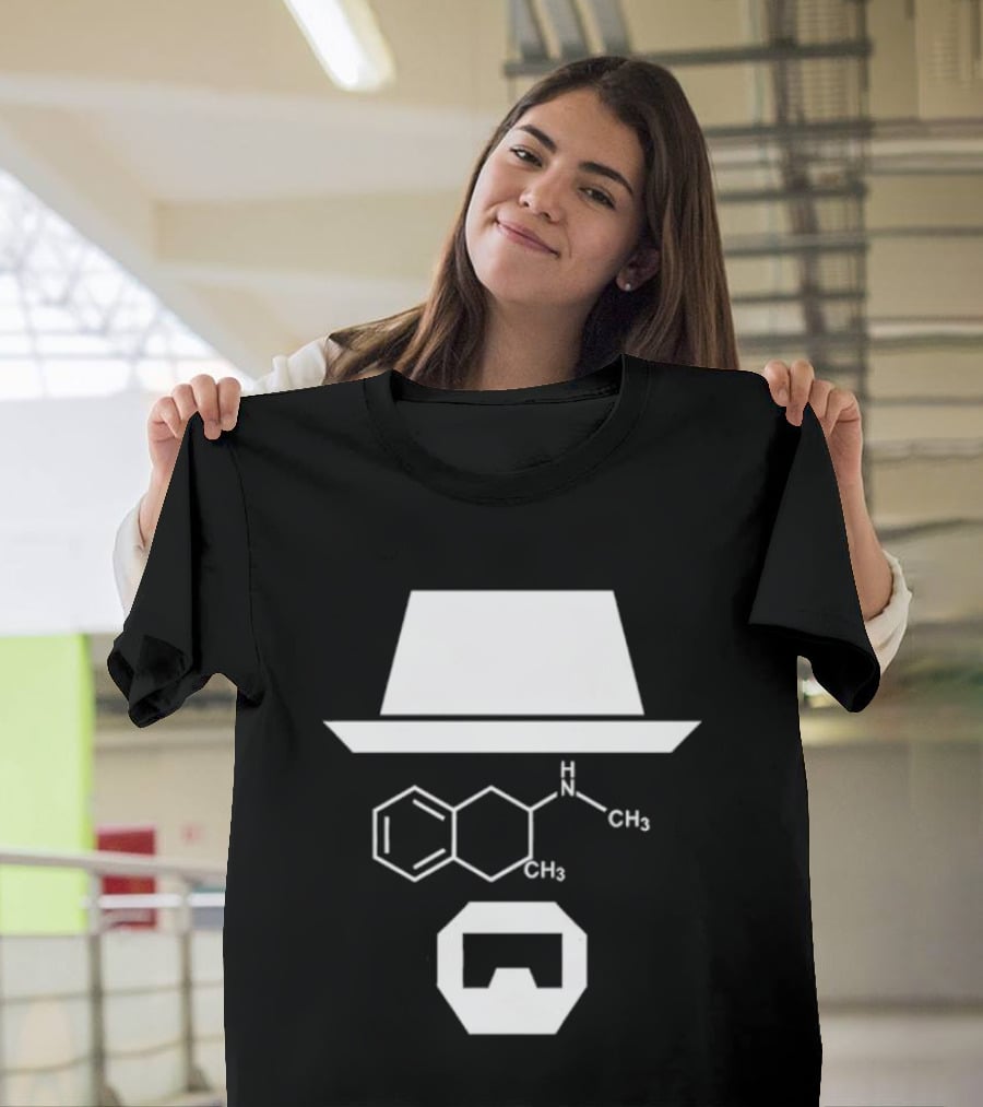 Heisenberg Hat And Methamphetamine Molecule Chemistry Breaking Bad T-Shirt