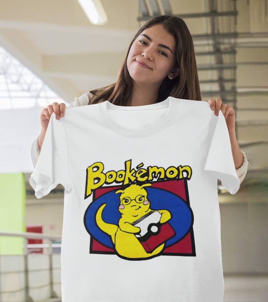 Bookemon Pikachu With Book And Pokeball T-Shirt