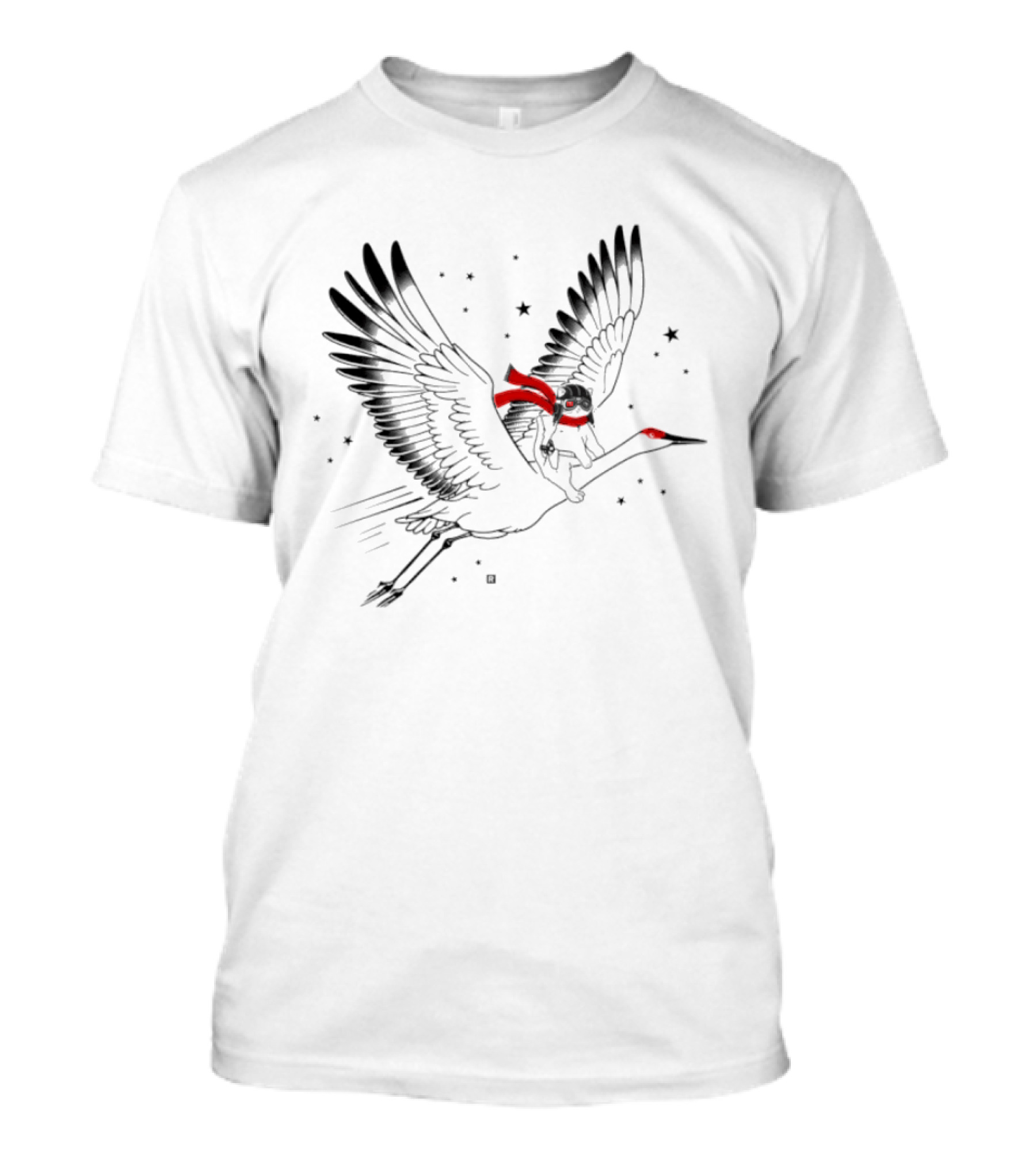 Gary Riding Crane With Stars And Red Accents T-Shirt