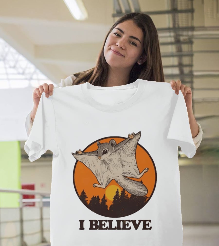 I Believe Flying Squirrel Sunset T-Shirt