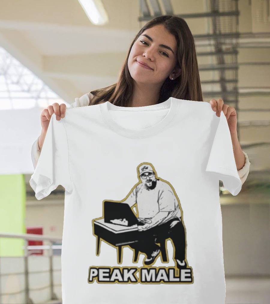 PEAK MALE Bearded Man Sitting At Desk Sketch T-Shirt
