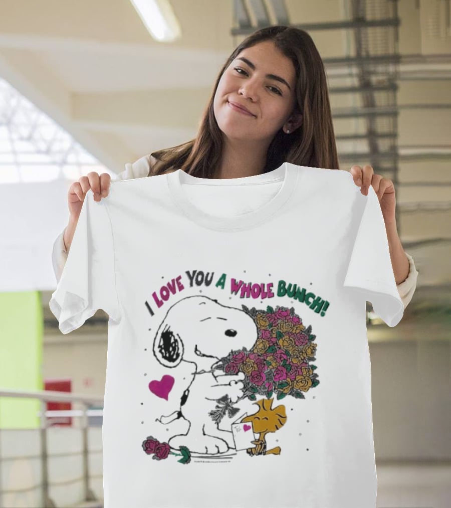 Snoopy I Love You A Whole Bunch Bouquet For Woodstock T-Shirt
