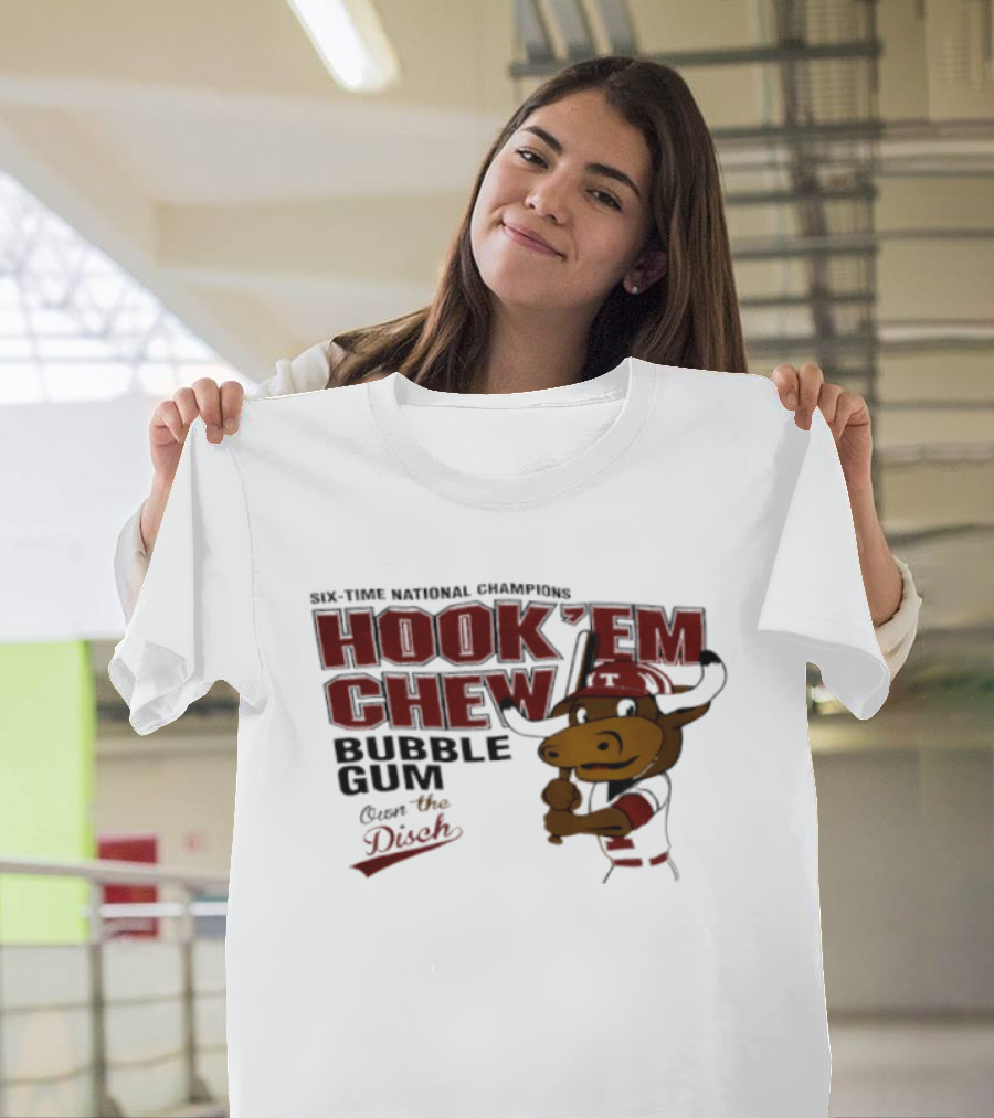 Texas Longhorns Hook 'Em Chew Bubble Gum Own The Disch Baseball T-Shirt