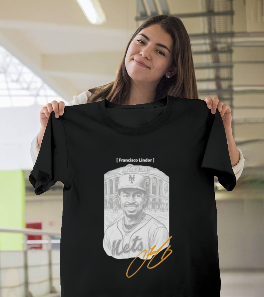 Francisco Lindor New York Mets Citi Field Signature T-Shirt