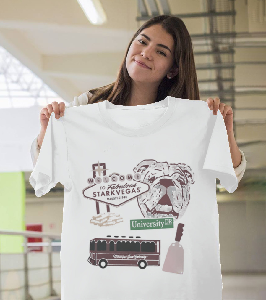 Welcome To Fabulous Stark Vegas Mississippi University DR Bulldog Trolley Cowbell T-Shirt