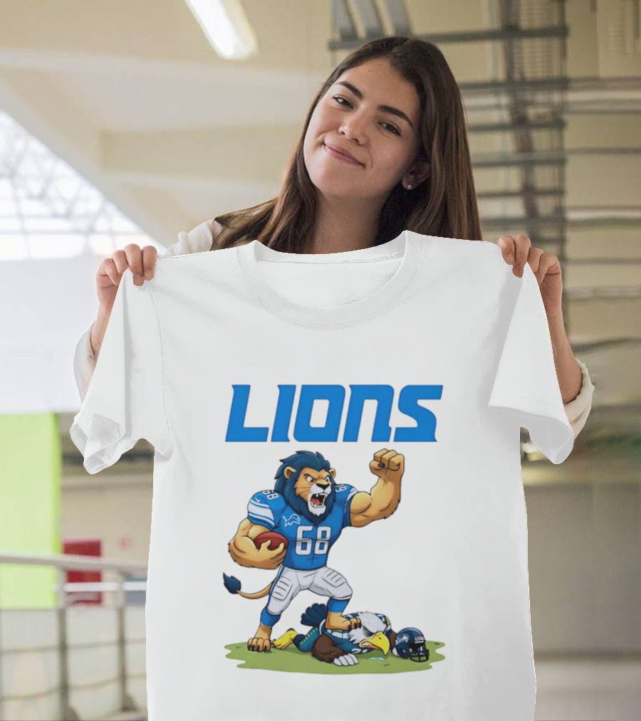 Detroit Lions Dominating Seahawks Rivalry Mascot Showdown T-Shirt
