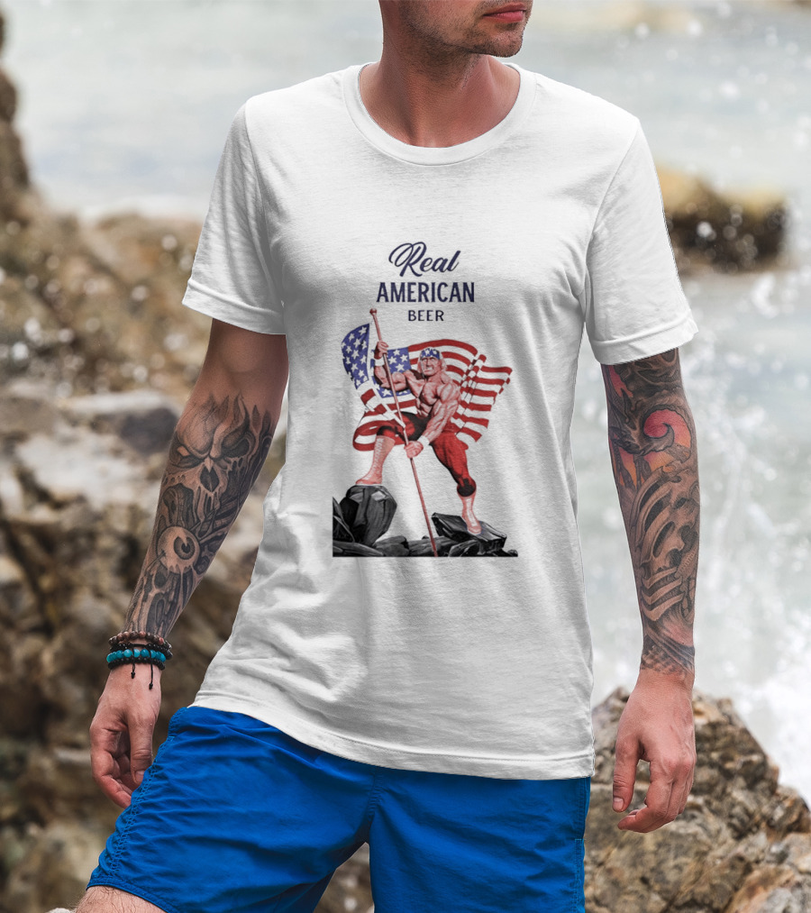 Real American Beer Hulk Hogan US Flag T-Shirt