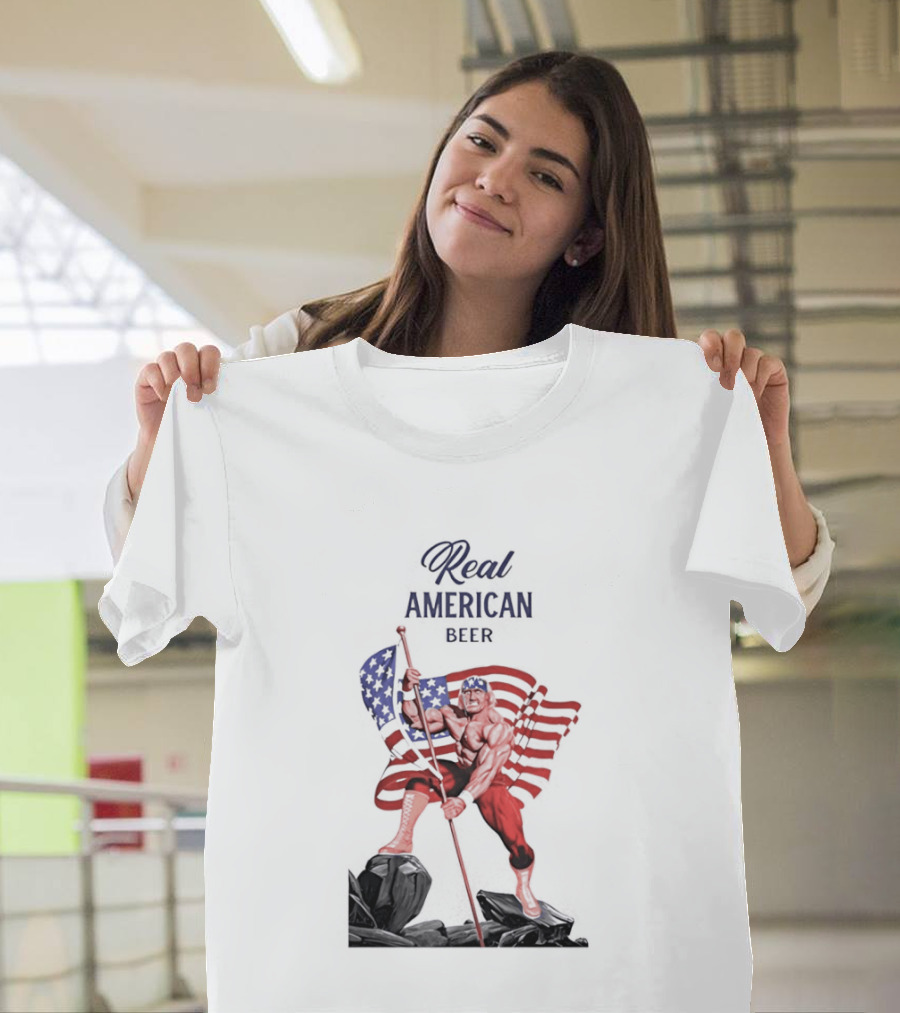 Real American Beer Hulk Hogan US Flag T-Shirt