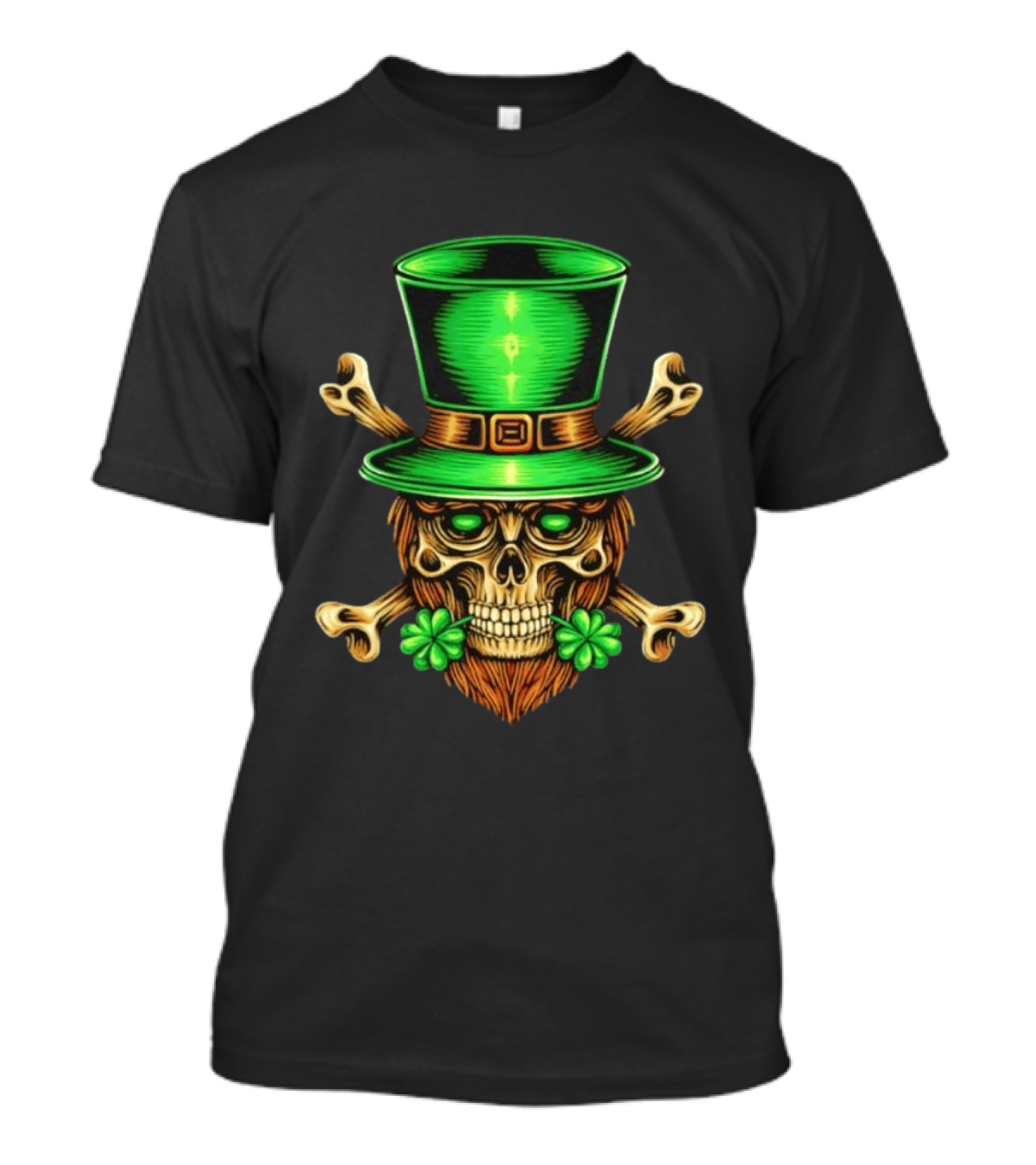 Leprechaun Irish Skull Clover Crossbones Green Top Hat St Patrick's Day T-Shirt