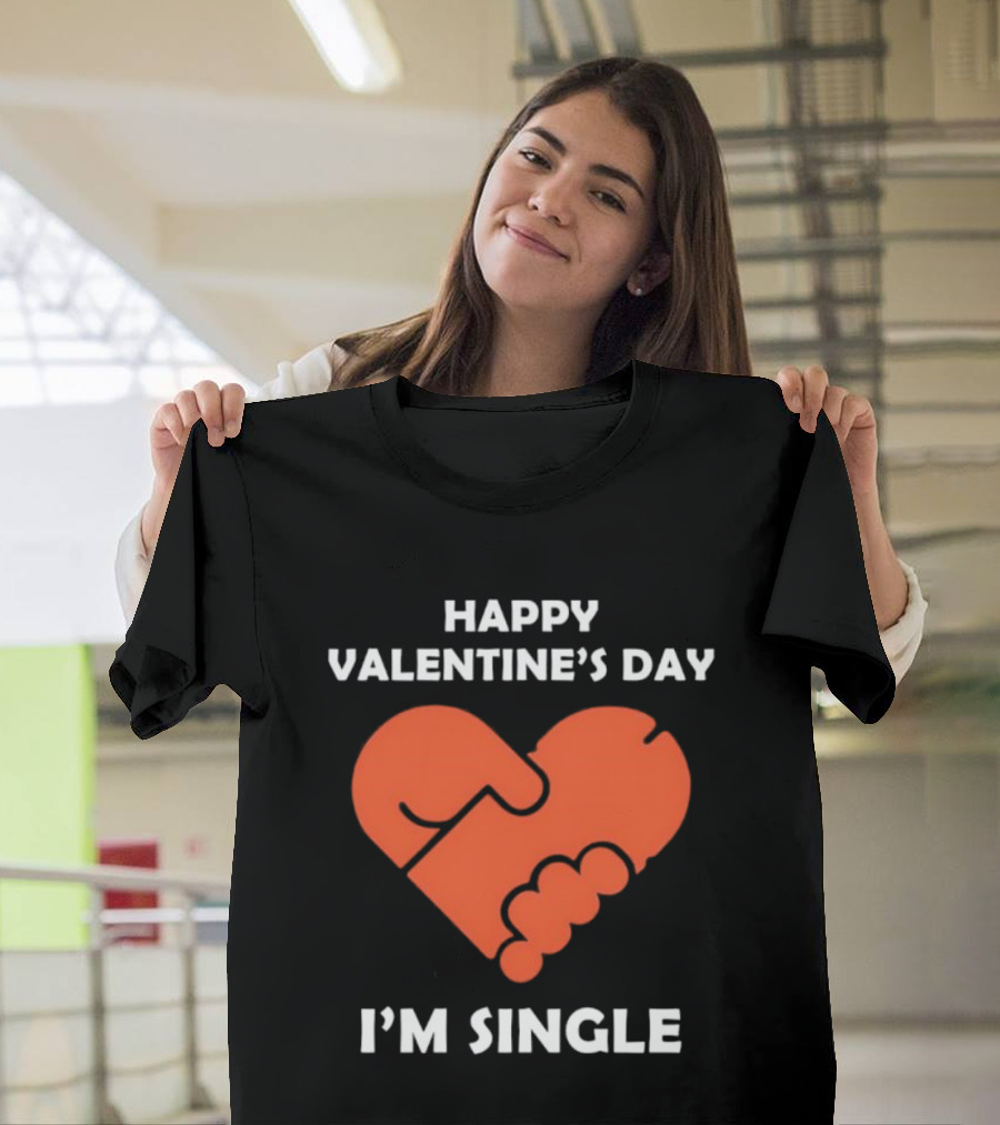 Happy Valentine's Day I'm Single Heart Puzzle T-Shirt