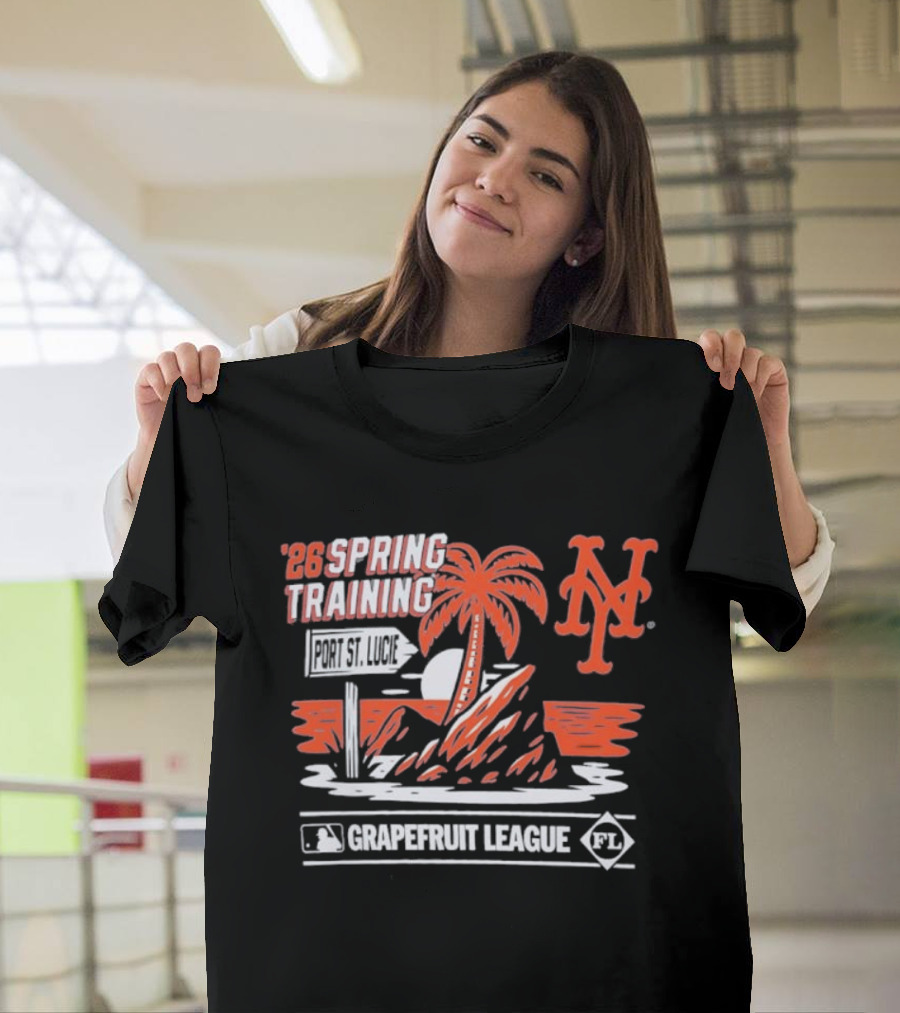 New York Mets 2026 Spring Training Grapefruit League Palm Tree Ocean T-Shirt