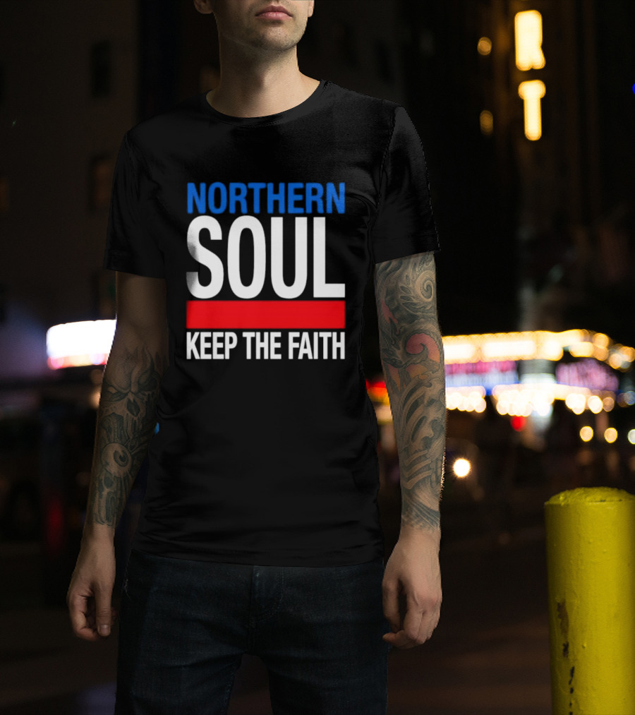 Northern Soul Keep The Faith Blue And Red T-Shirt