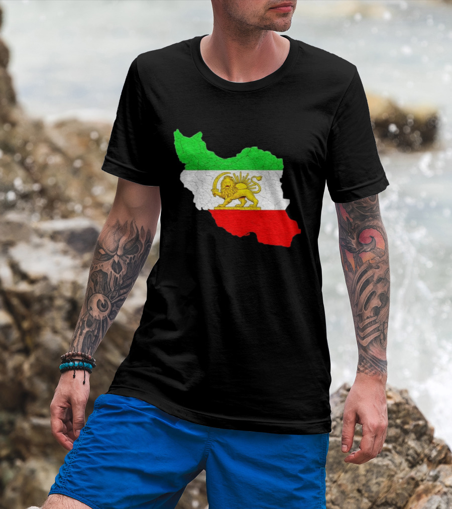 Iran Map With Lion And Sun Persian Heritage T-Shirt