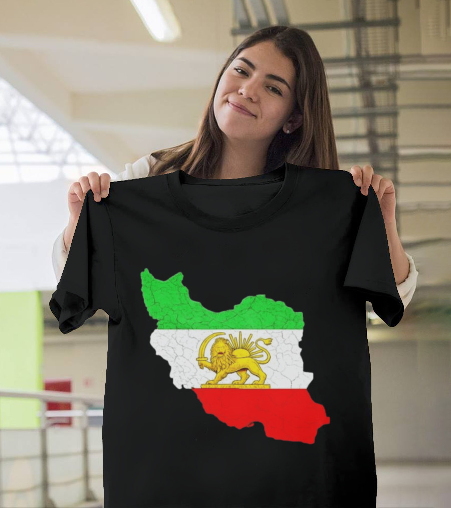 Iran Map With Lion And Sun Persian Heritage T-Shirt