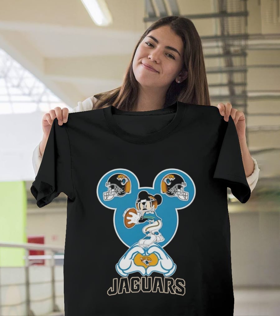 Mickey Mouse Jacksonville Jaguars Football Love Hands T-Shirt