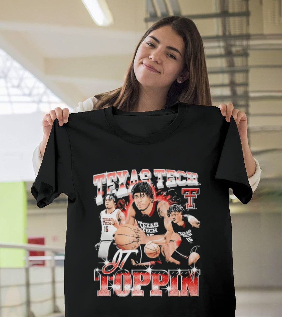 Texas Tech Basketball JT Toppin Red Raiders Collage T-Shirt