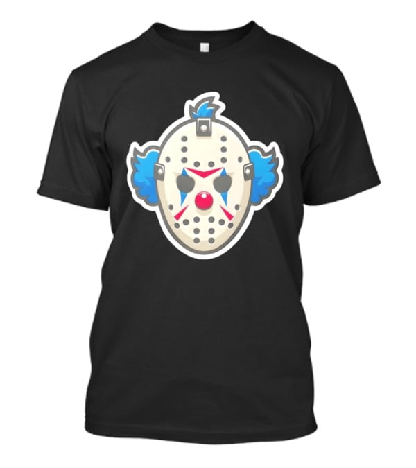 Killer Clown Hockey Mask Horror Mashup Iconic Creepy Face T-Shirt
