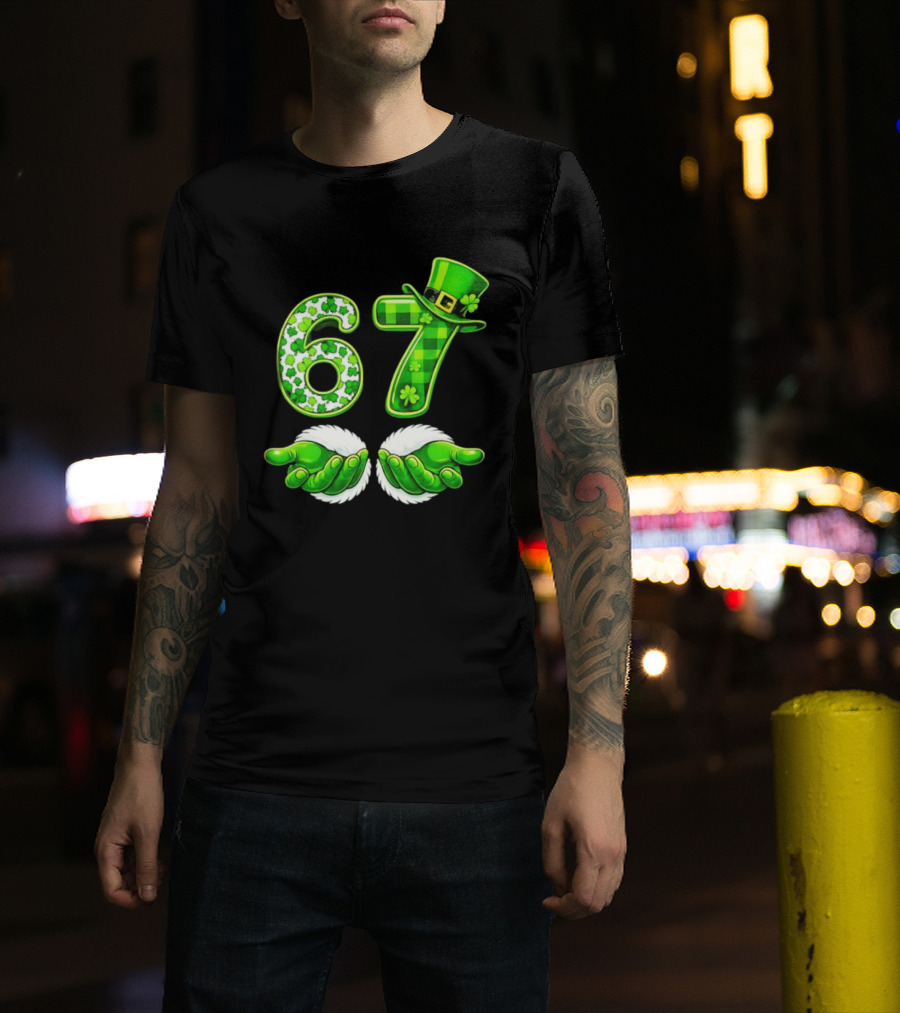 St Patricks Day 67 Shamrock Irish Clover Meme Green Hat Luck T-Shirt