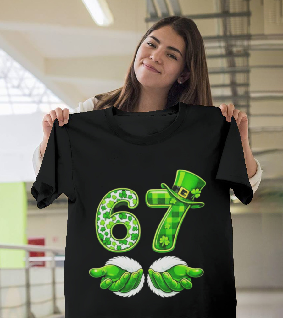 St Patricks Day 67 Shamrock Irish Clover Meme Green Hat Luck T-Shirt