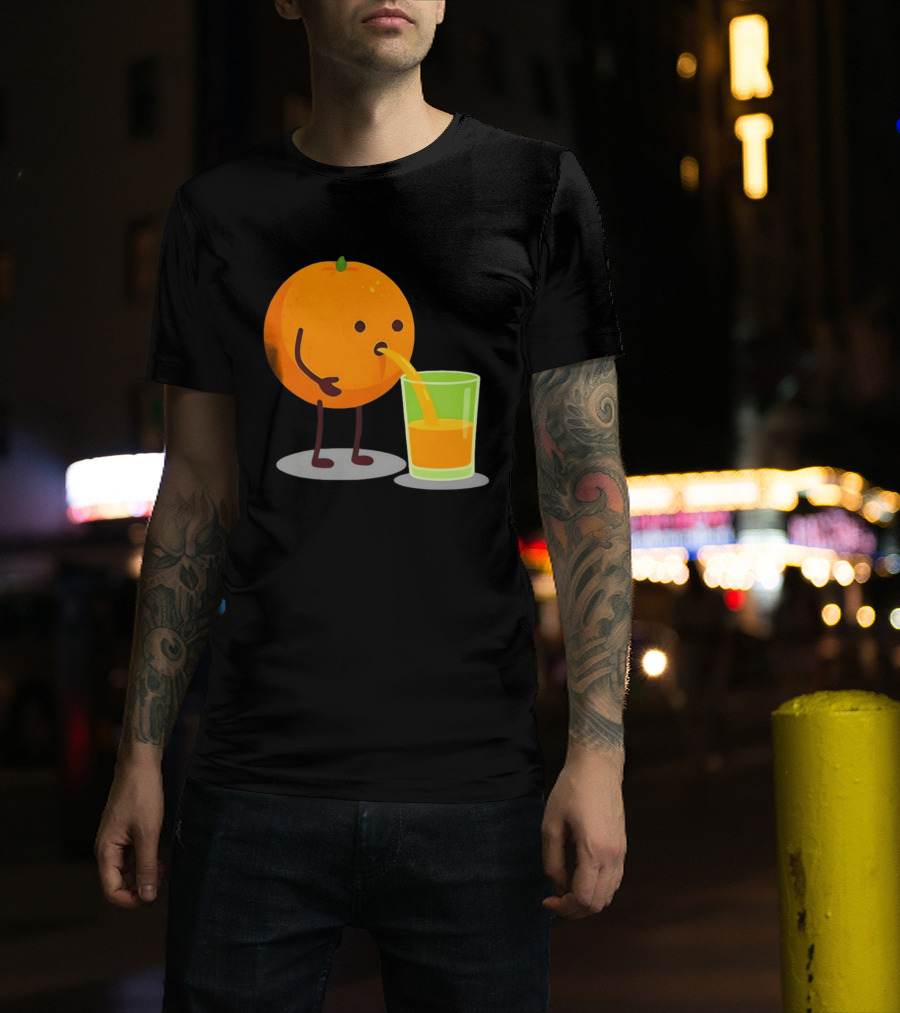 Orange Juice Squeezed Fun Cartoon T-Shirt