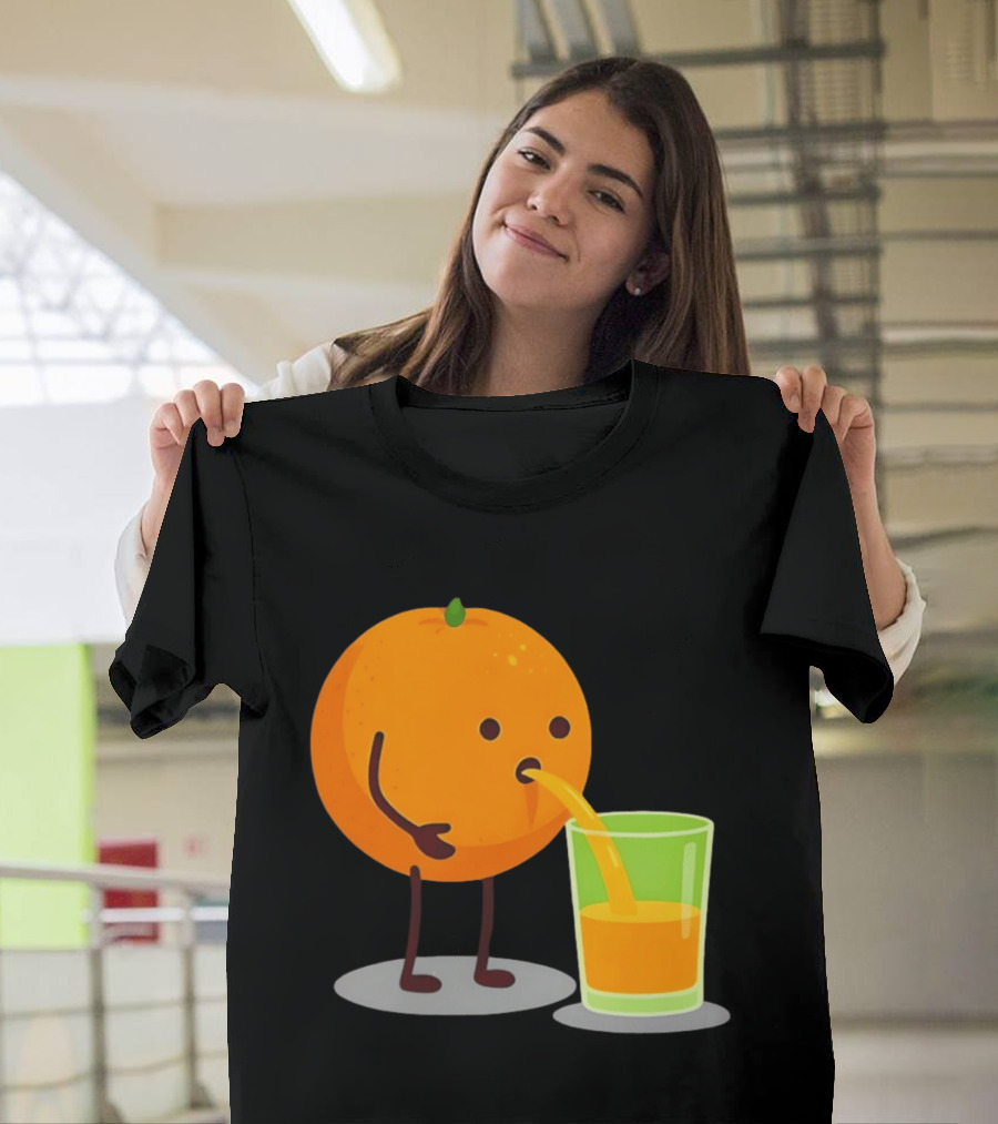 Orange Juice Squeezed Fun Cartoon T-Shirt