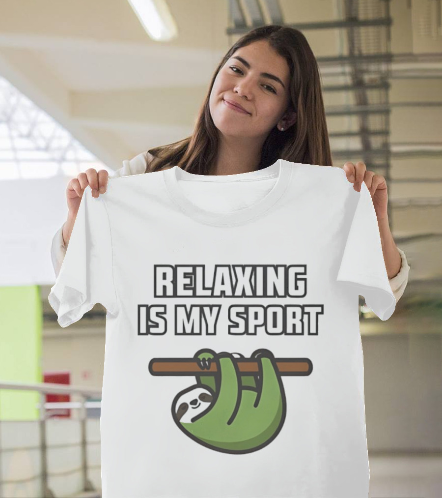 Relaxing Is My Sport Funny Sloth Hanging On Branch T-Shirt