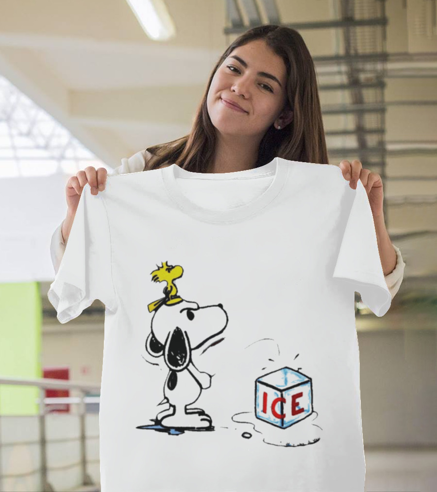 Snoopy Woodstock Piss On Ice Cube Block T-Shirt