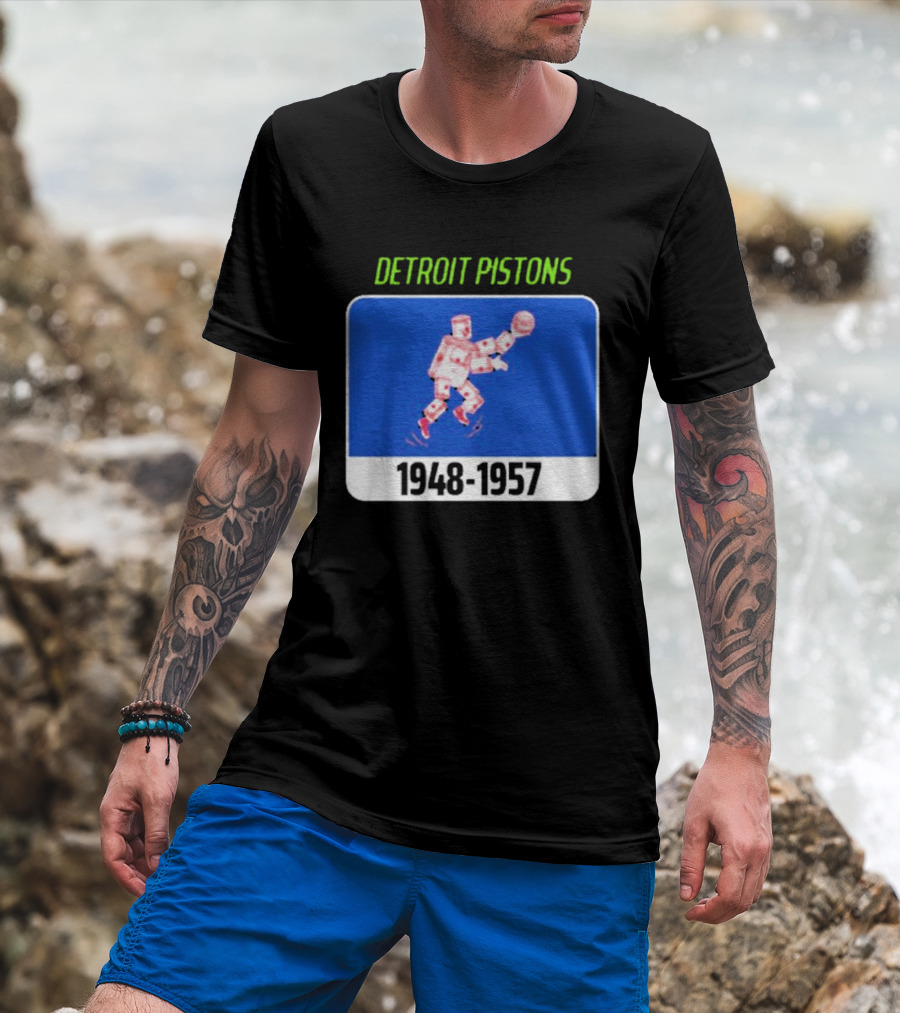Detroit Pistons 1948 1957 Retro Basketball T-Shirt