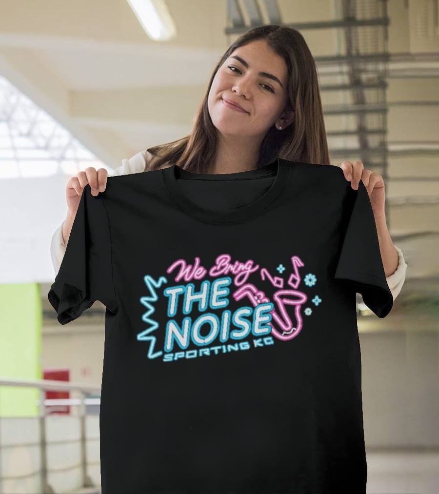 We Bring The Noise Sporting KC Blue Pink Saxophone T-Shirt