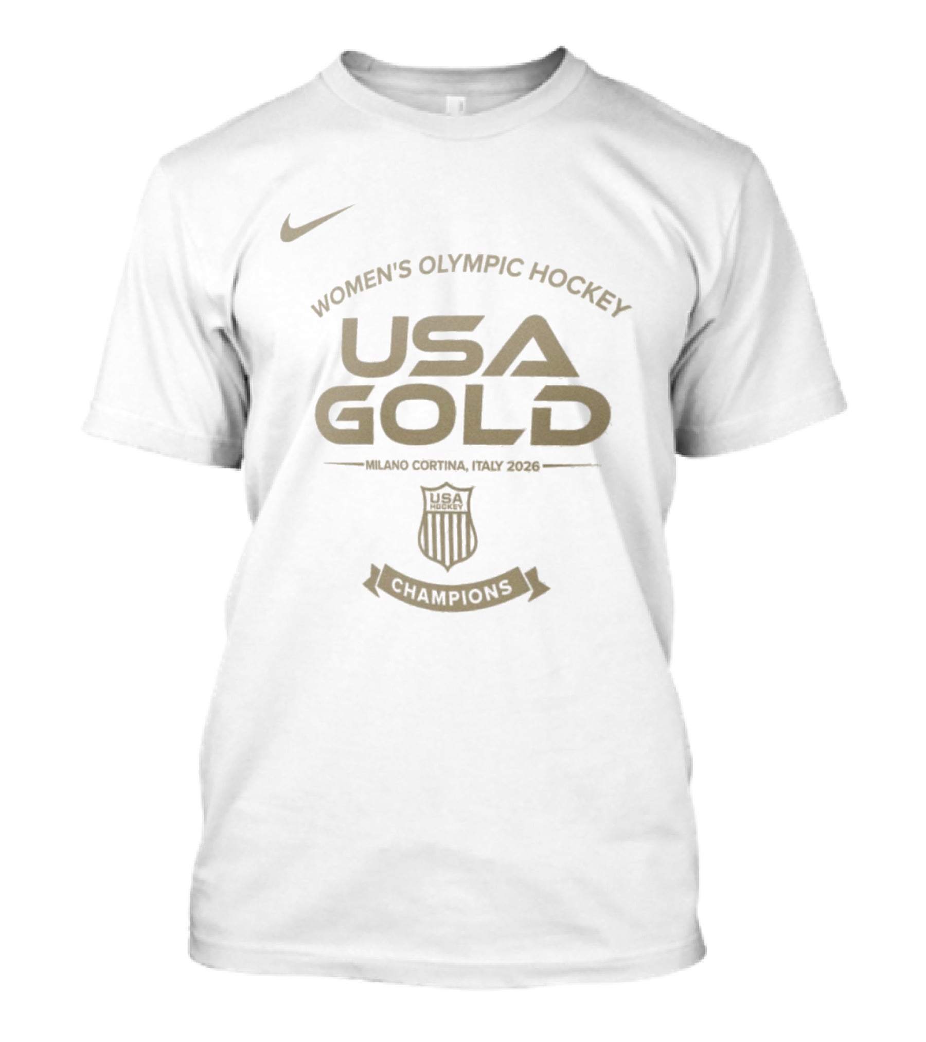 Women's Olympic Hockey USA Gold Milano Cortina Italy 2026 Champions Nike T-Shirt