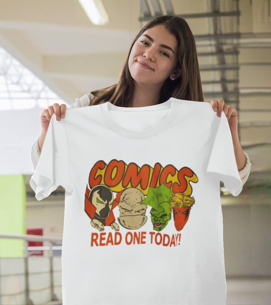 Comics Read One Today Characters Face T-Shirt